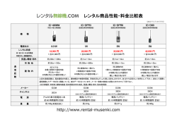 レンタル商品性能・料金比較表