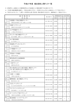 平成27年度 組合契約人間ドック一覧