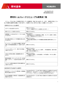リニューアル変更点一覧
