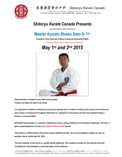 May 1st and 2nd 2015 - Shitoryu Karate Canada