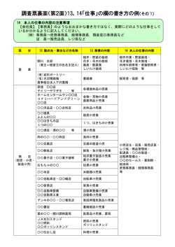調査票裏面（第2面）13，14「仕事」の欄の書き方の例（その