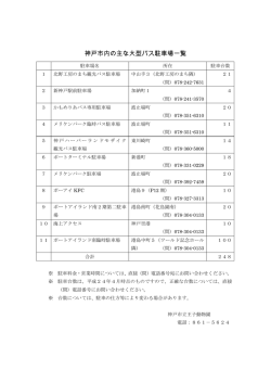 神戸市内の主な大型バス駐車場一覧（PDF形式