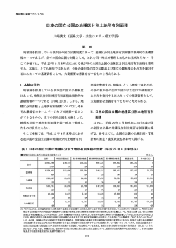日本の国立公園の地種区分別土地所有別面積