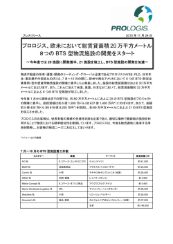 プロロジス、欧米において総賃貸面積 20 万平方メートル 8つのBTS 型
