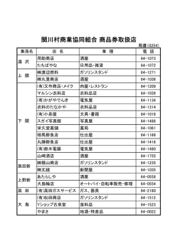 関川村商業協同組合 商品券取扱店