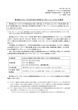 東京海上グループにおける2014年度「カーボン・ニュートラル」の達成