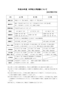 中学入学試験要項 - 奈良学園中学校・高等学校