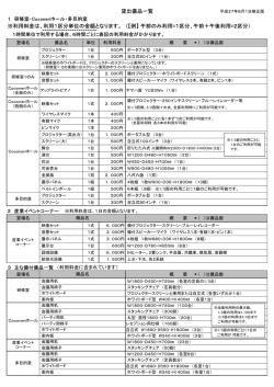 貸出備品一覧 ※利用料金は、利用1区分単位の金額となります。 （【例
