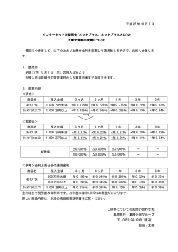 平成 27 年 10 月 5 日 インターネット定期預金[ネットプラス