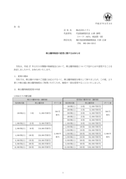 株主優待制度の変更に関するお知らせ