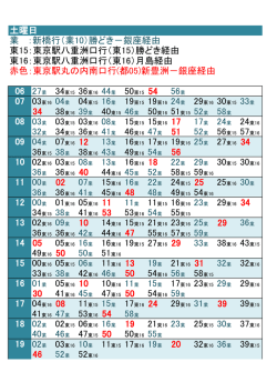 土曜日 業 ：新橋行（業10）勝どき－銀座経由 東15：東京駅八重洲口行