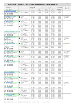 平成27年度 福島県内人間ドック指定医療機関料金一覧（被保険者用）