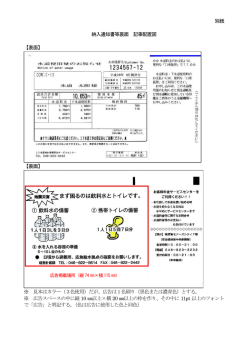 別紙 納入通知書等裏面 記事配置図 【表面】 【裏面】 ※ 見本はカラー（3