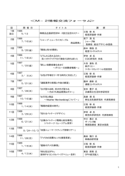 ＜M&minus;2情報交流フォーラム＞ - 商品企画研究所 M-2
