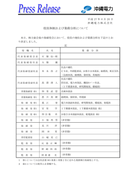 役員体制および業務分担について