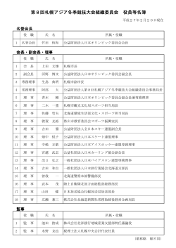 第8回札幌アジア冬季競技大会組織委員会 役員等名簿