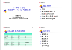 マーケティングⅡ 各国のマーケティング環境（2） 環境 PEST ASEAN各国