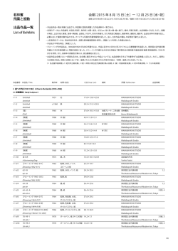 若林奮 飛葉と振動 出品作品一覧 会期：2015 年 8 月 15 日［土］ー 12 月