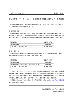 プレミアム・データ・パッケージに変更予告情報と日中足データを追加