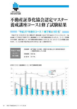 不動産証券化協会認定マスター 養成講座コース1修了試験結果