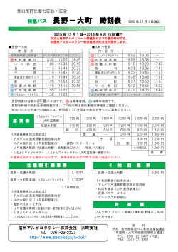特急バス 長野－大町 時刻表