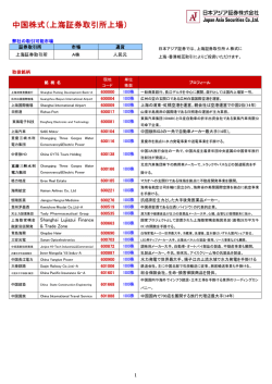 中国上場株式（上海市場）