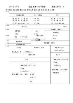2015・11・5 安芸 秋季キャンプ練習 投手スケジュール