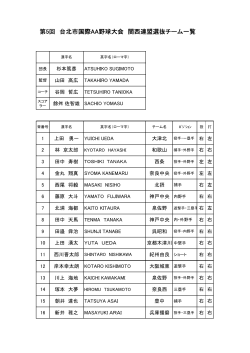 第5回 台北市国際AA野球大会 関西連盟選抜チーム一覧