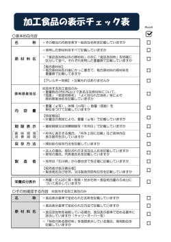 加工食品の表示チェック表