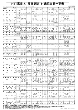 NTT東日本 関東病院 外来担当医一覧表