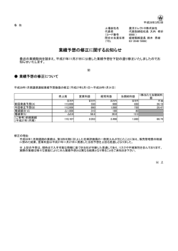 業績予想の修正に関するお知らせ