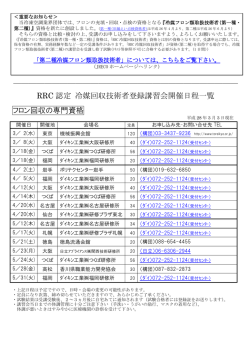 RRC認定 冷媒回収技術者登録講習会開催スケジュール