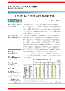 15 年 10-12 月期の GDP2 次速報予測