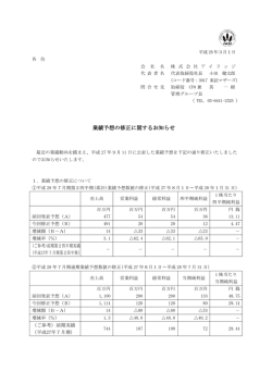 業績予想の修正に関するお知らせ