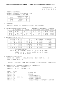 平成28年度滋賀県立高等学校入学者選抜（一般選抜）学力検査