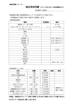 備品等借用書（2016年3月1日利用開始から） 申込者名・団体名 希望