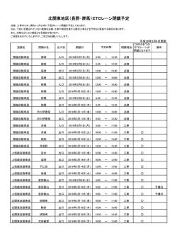 北関東地区（長野・群馬）ETCレーン閉鎖予定