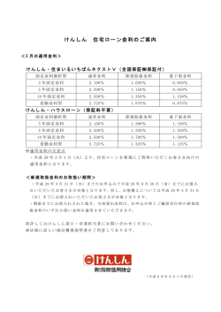 2016年 3月 1日 けんしん住宅ローン金利のご案内