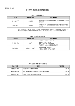 レキオス光 利用料金に関する料金表
