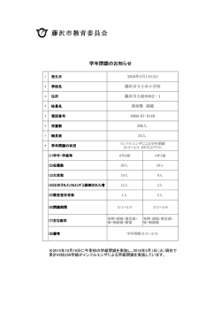 学年閉鎖のお知らせ