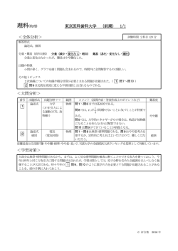 東京医科歯科大学 （前期） 1/1 ＜全体分析＞ ＜大問分析