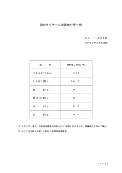 卵白リゾチーム栄養成分等一例