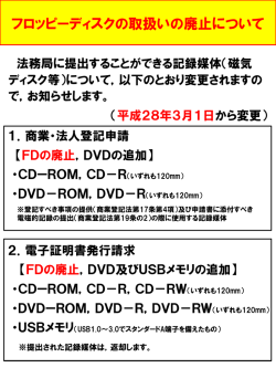 フロッピーディスクの取扱いの廃止について
