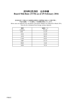 2016年2月29日 公示仲値 Board Mid-Rate (TTM) as of 29 February