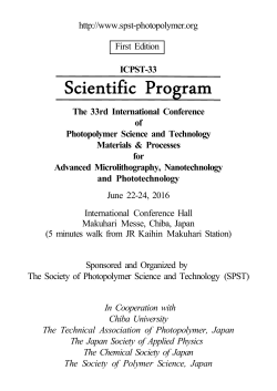 Scientific Program - Society of Photopolymer Science and Technology