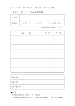 レディース、ミックス大会申込書