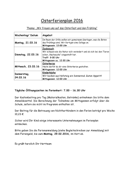 Osterferienplan 2016 - in der St. Mechthild Grundschule