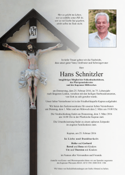 Hans Schnitzler - Bestattung Kogler
