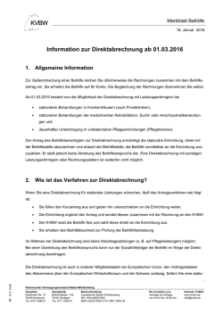 Information zur Direktabrechnung ab 01.03.2016