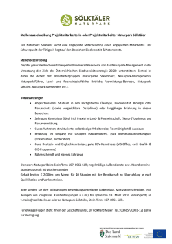 Stellenausschreibung Projektmitarbeiterin oder Projektmitarbeiter